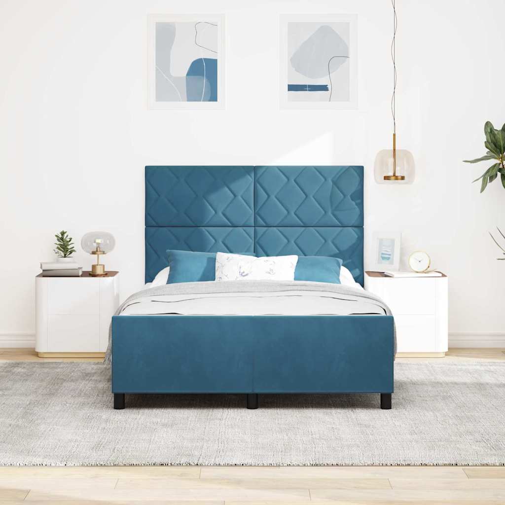 Box spring seng med hovedgærde Mørk blå 160 x 200 cm Fløjl