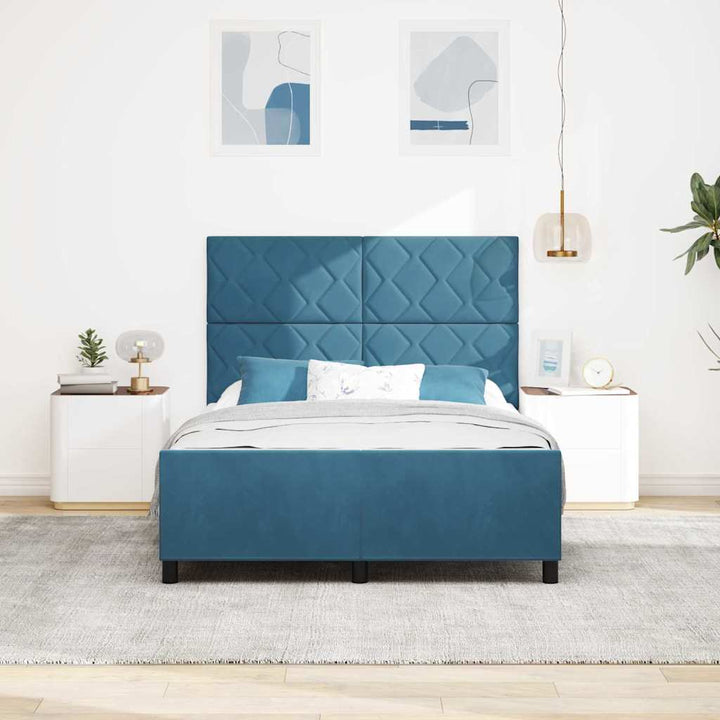 Box spring seng med hovedgærde Mørk blå 160 x 200 cm Fløjl
