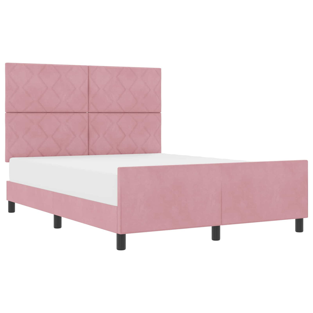 Box spring seng med hovedgærde Lyserød 160 x 200 cm Fløjl