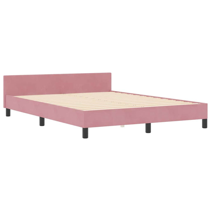 Box spring seng med hovedgærde Lyserød 160 x 200 cm Fløjl