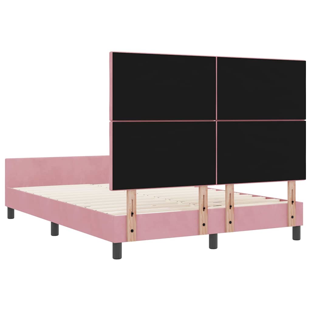 Box spring seng med hovedgærde Lyserød 160 x 200 cm Fløjl