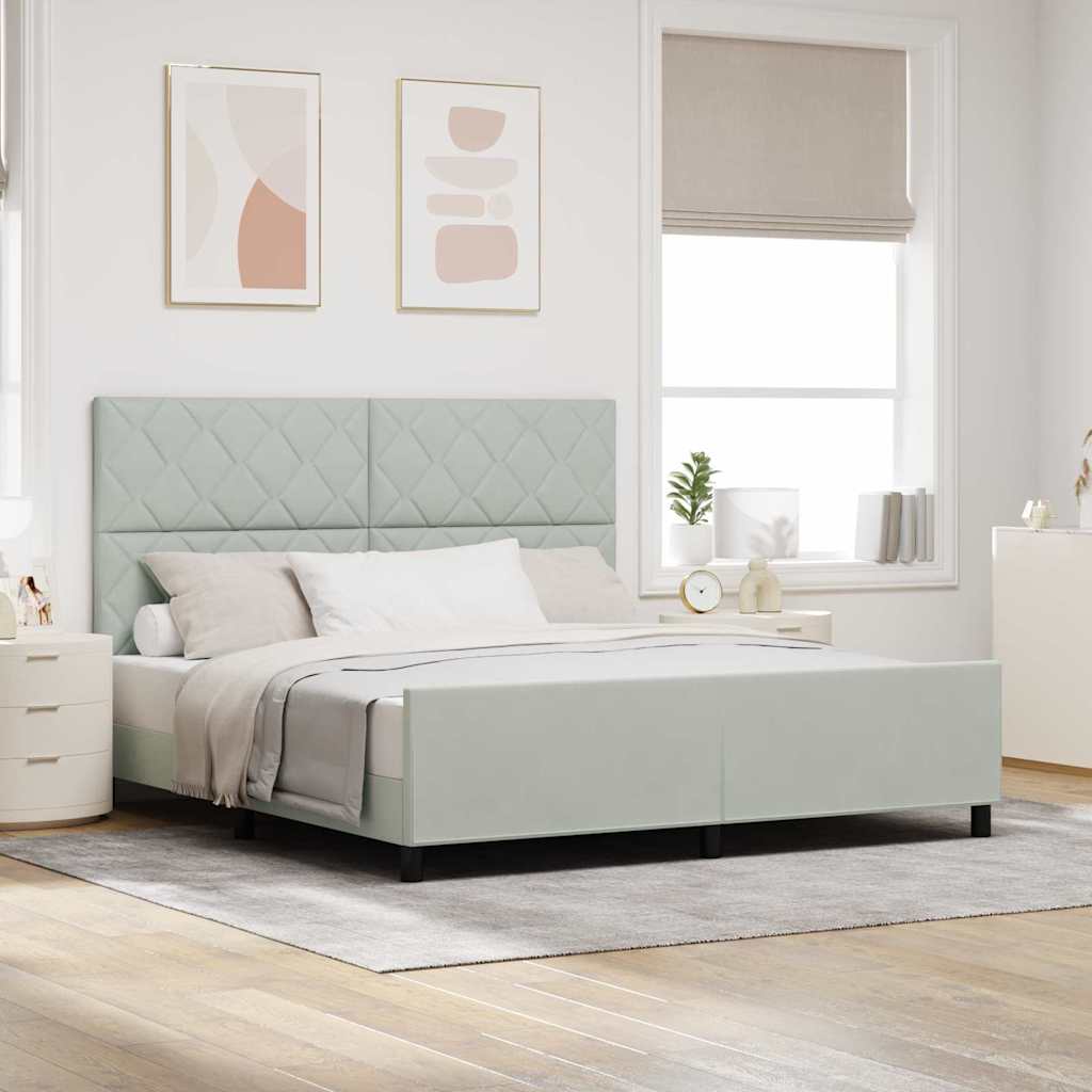 Box spring seng med hovedgærde Lysegrå 180 x 200 cm Fløjl