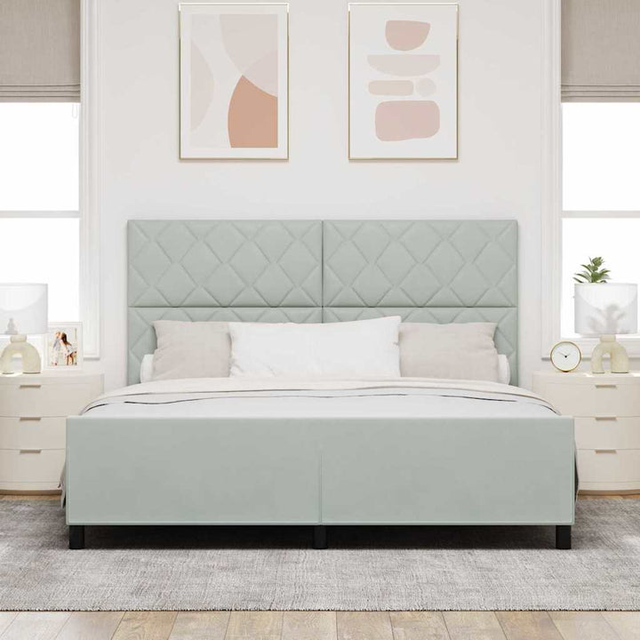 Box spring seng med hovedgærde Lysegrå 180 x 200 cm Fløjl