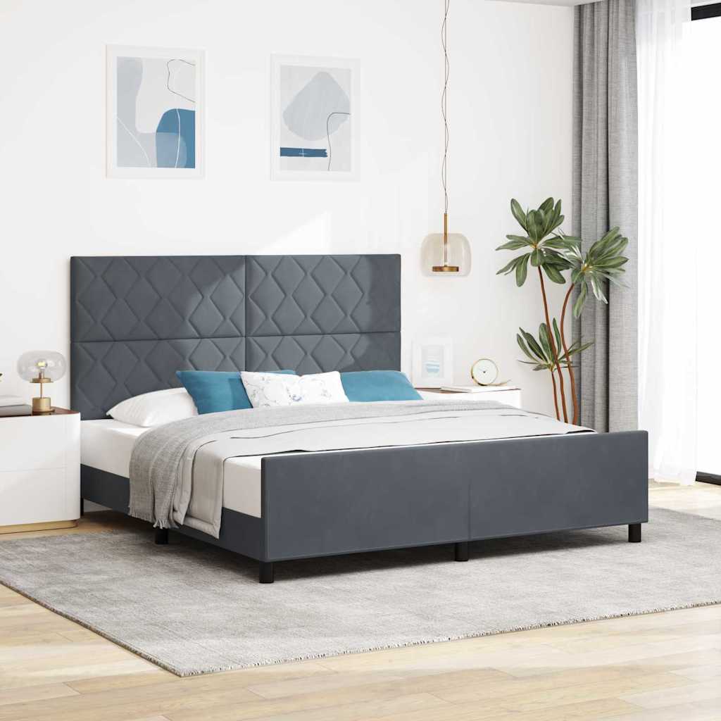 Box spring seng med hovedgærde Mørkegrå 180 x 200 cm Fløjl