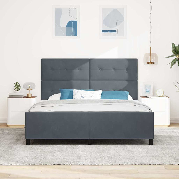 Box spring seng med hovedgærde Mørkegrå 180 x 200 cm Fløjl