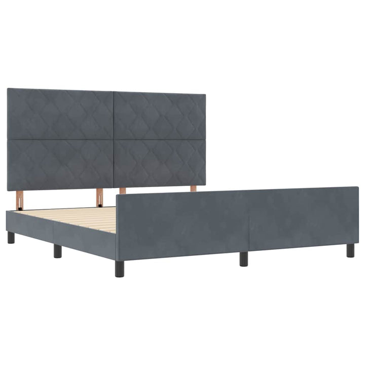 Box spring seng med hovedgærde Mørkegrå 180 x 200 cm Fløjl