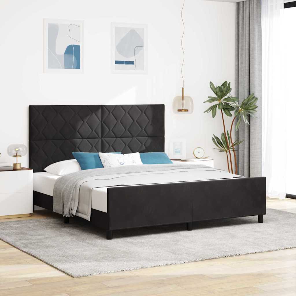Box spring seng med hovedgærde Sort 180 x 200 cm Fløjl