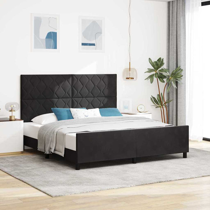 Box spring seng med hovedgærde Sort 180 x 200 cm Fløjl