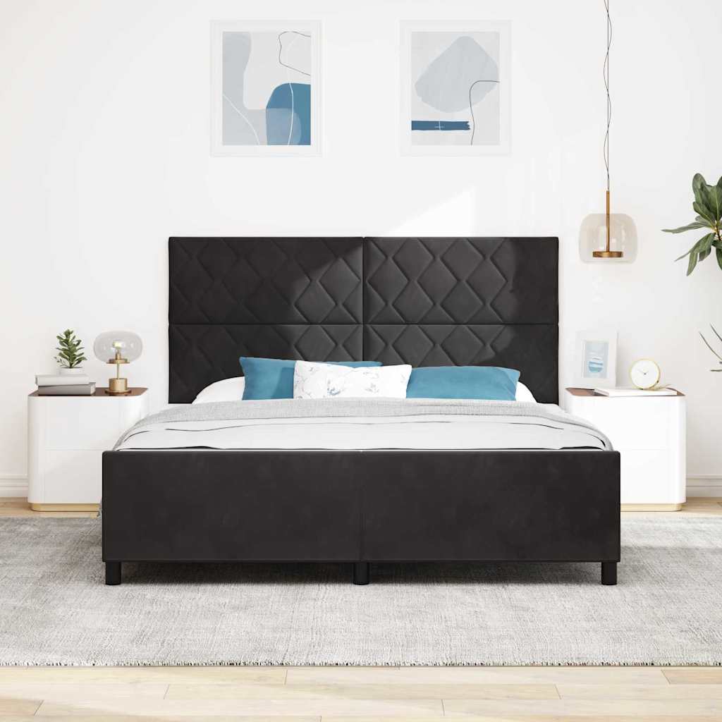 Box spring seng med hovedgærde Sort 180 x 200 cm Fløjl
