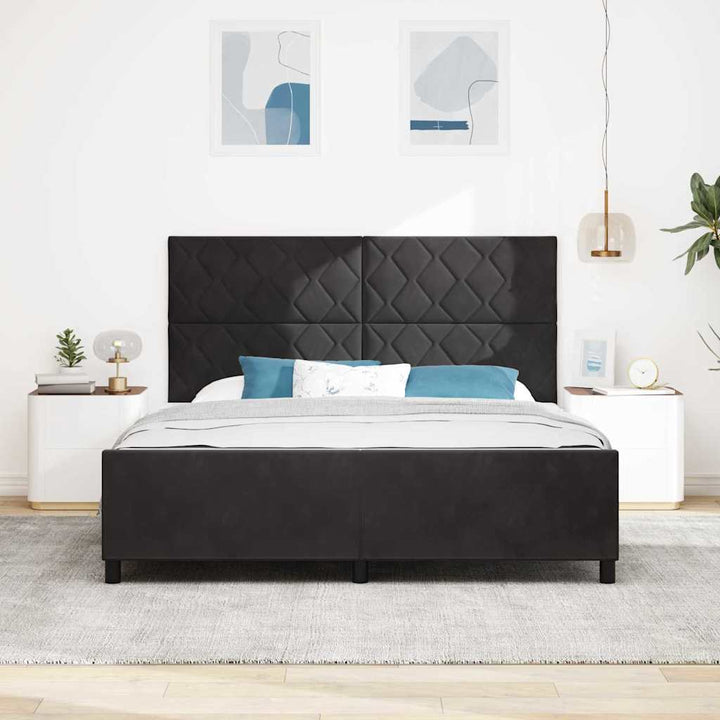 Box spring seng med hovedgærde Sort 180 x 200 cm Fløjl