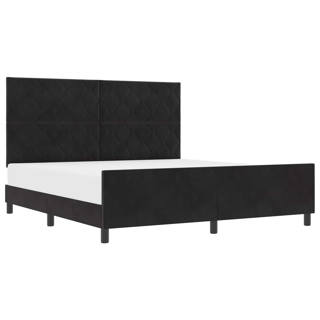 Box spring seng med hovedgærde Sort 180 x 200 cm Fløjl
