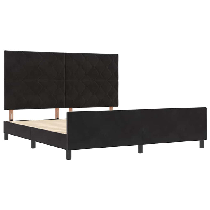 Box spring seng med hovedgærde Sort 180 x 200 cm Fløjl