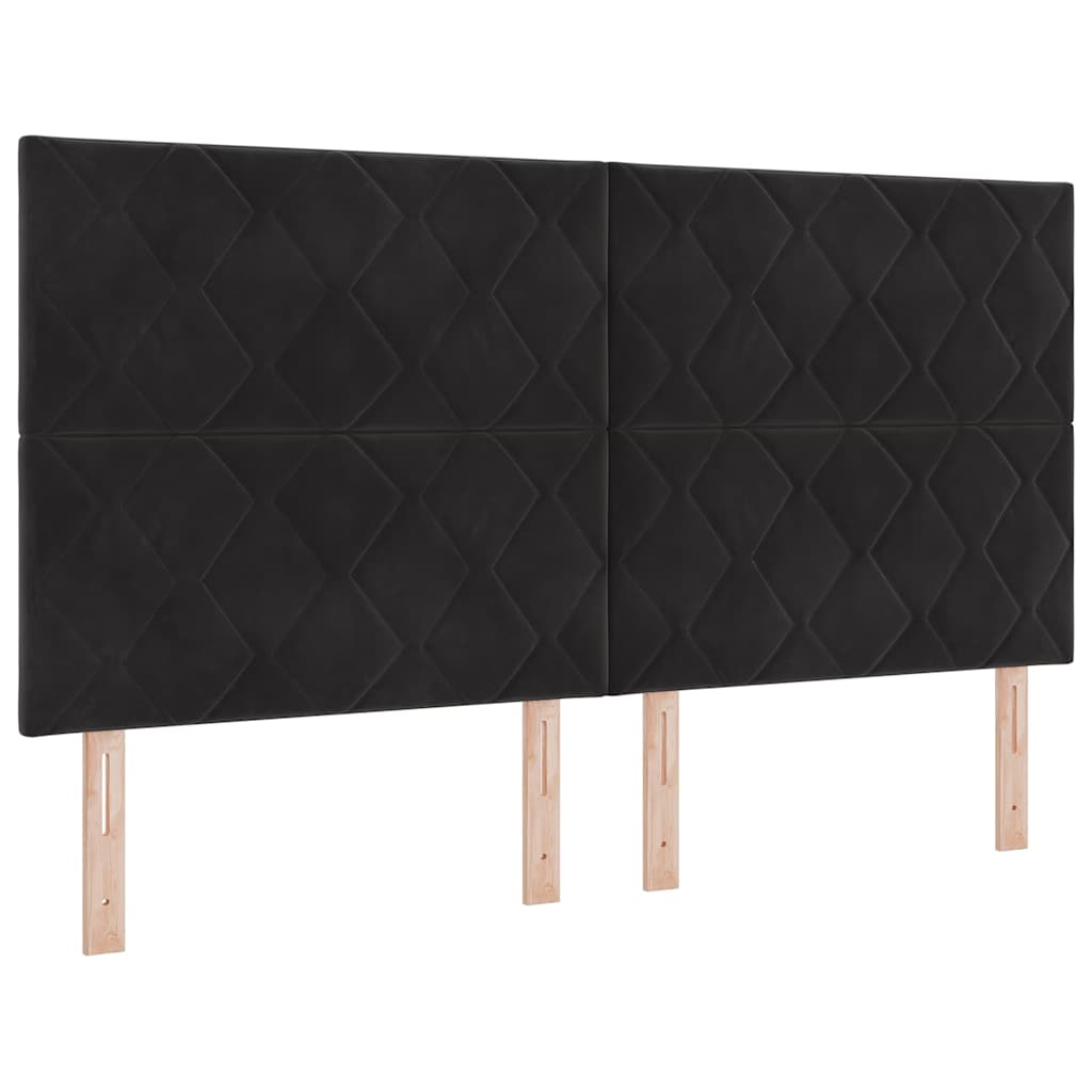 Box spring seng med hovedgærde Sort 180 x 200 cm Fløjl