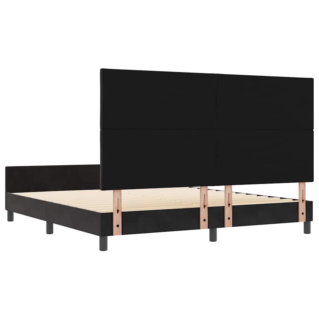 Box spring seng med hovedgærde Sort 180 x 200 cm Fløjl