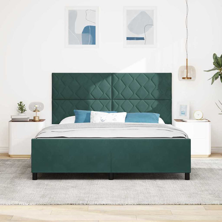 Box spring seng med hovedgærde Mørkegrøn 180 x 200 cm Fløjl