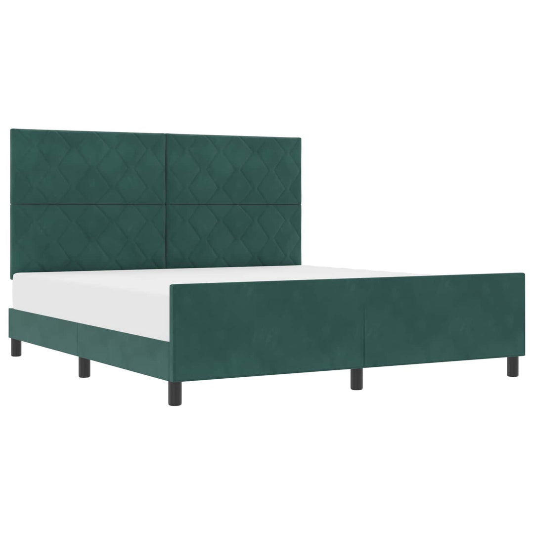 Box spring seng med hovedgærde Mørkegrøn 180 x 200 cm Fløjl