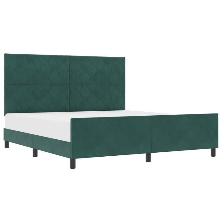 Box spring seng med hovedgærde Mørkegrøn 180 x 200 cm Fløjl