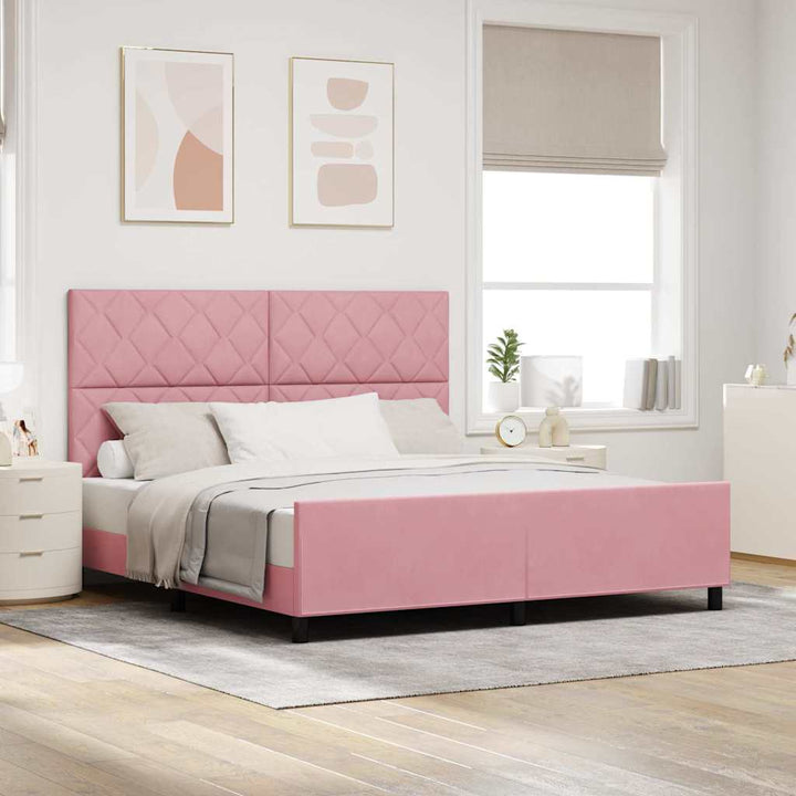 Box spring seng med hovedgærde Lyserød 180 x 200 cm Fløjl