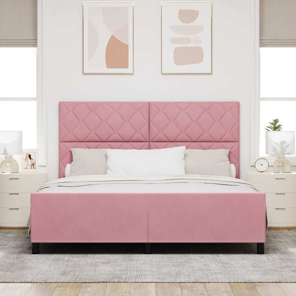 Box spring seng med hovedgærde Lyserød 180 x 200 cm Fløjl