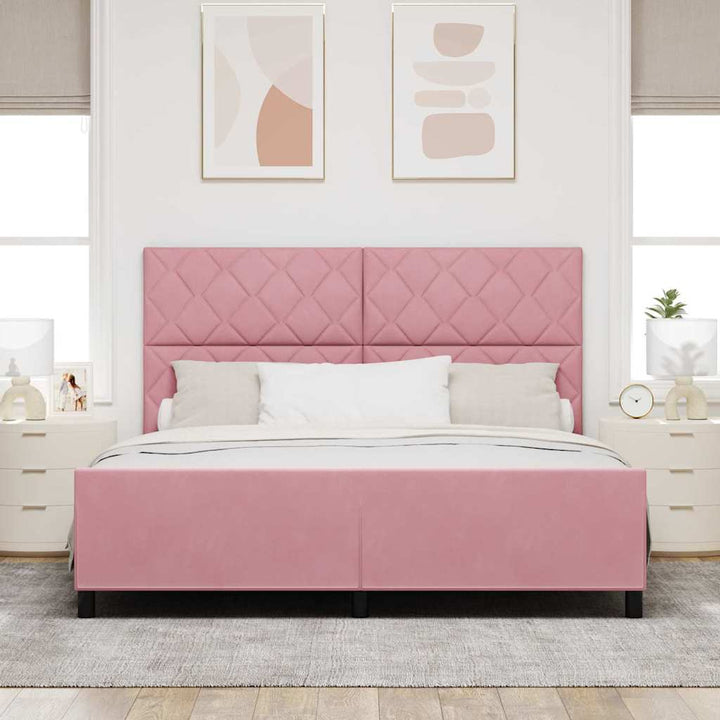 Box spring seng med hovedgærde Lyserød 180 x 200 cm Fløjl