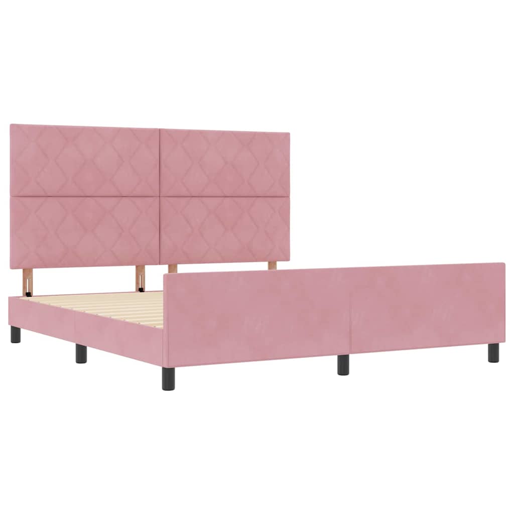 Box spring seng med hovedgærde Lyserød 180 x 200 cm Fløjl