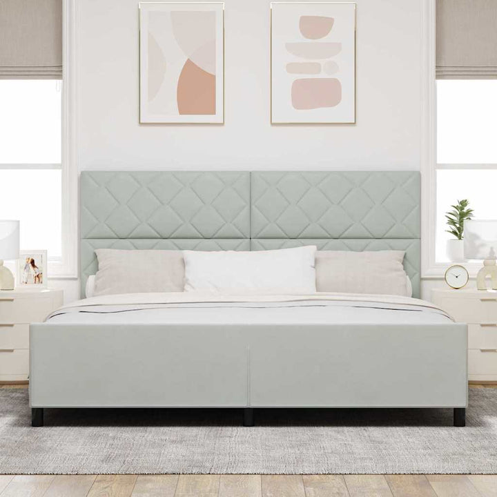 Box spring seng med hovedgærde Lysegrå 200 x 200 cm Fløjl