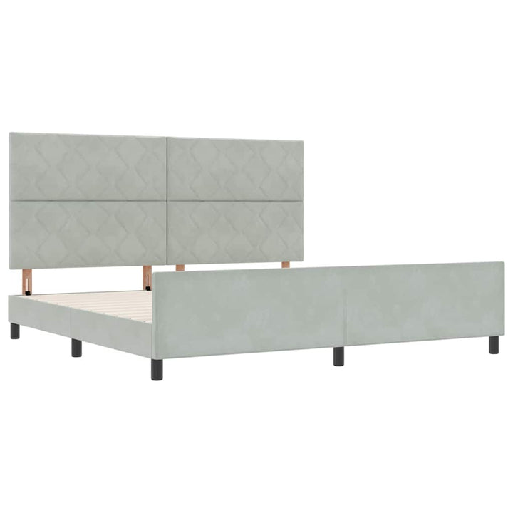 Box spring seng med hovedgærde Lysegrå 200 x 200 cm Fløjl