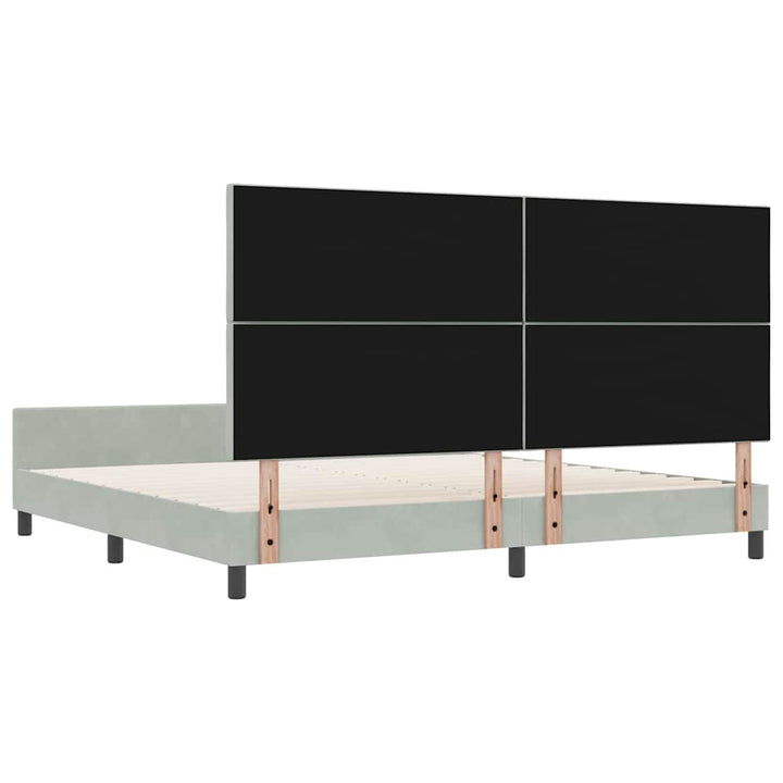 Box spring seng med hovedgærde Lysegrå 200 x 200 cm Fløjl