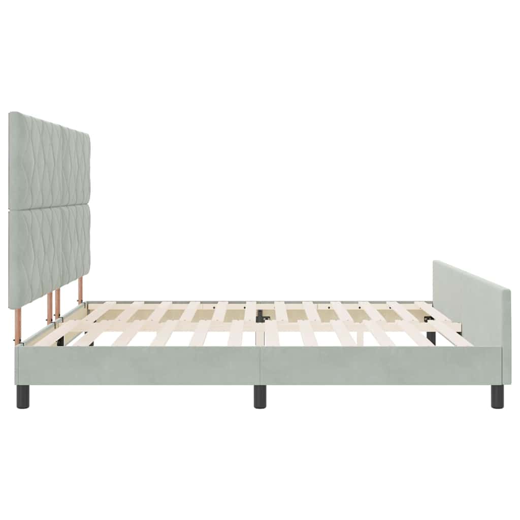 Box spring seng med hovedgærde Lysegrå 200 x 200 cm Fløjl
