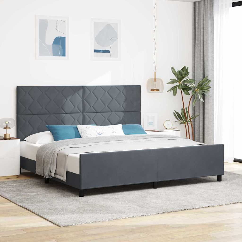 Box spring seng med hovedgærde Mørkegrå 200 x 200 cm Fløjl