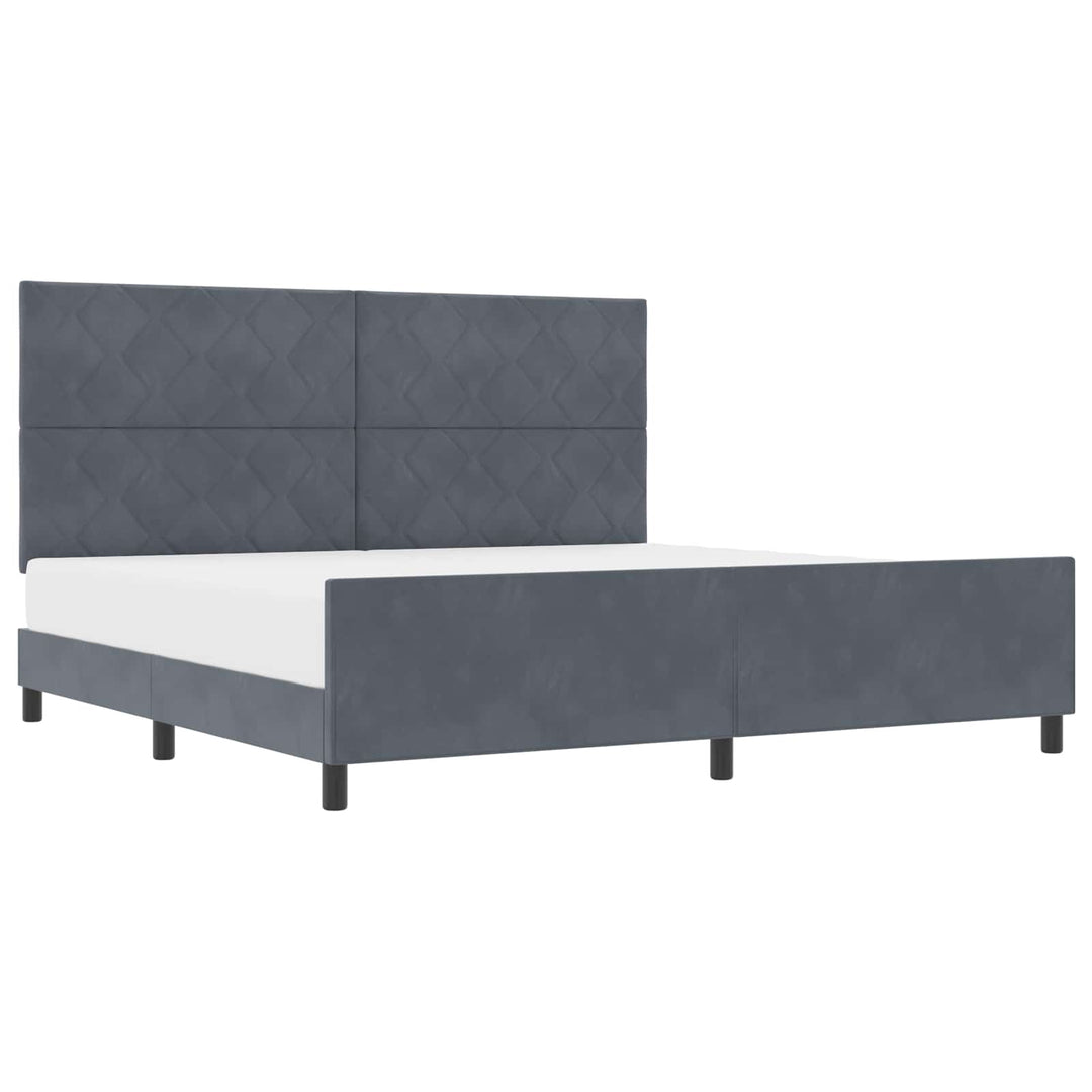 Box spring seng med hovedgærde Mørkegrå 200 x 200 cm Fløjl