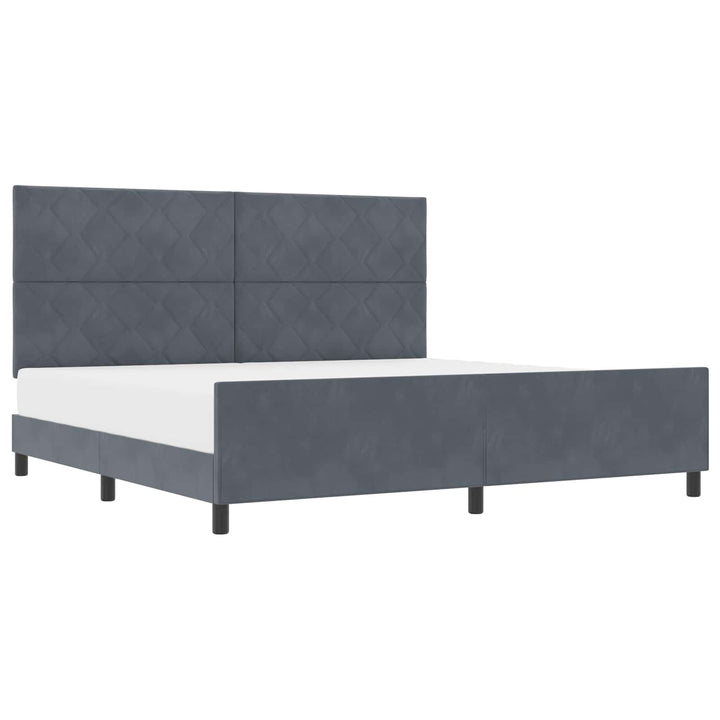 Box spring seng med hovedgærde Mørkegrå 200 x 200 cm Fløjl