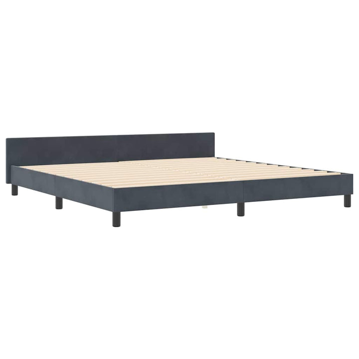 Box spring seng med hovedgærde Mørkegrå 200 x 200 cm Fløjl