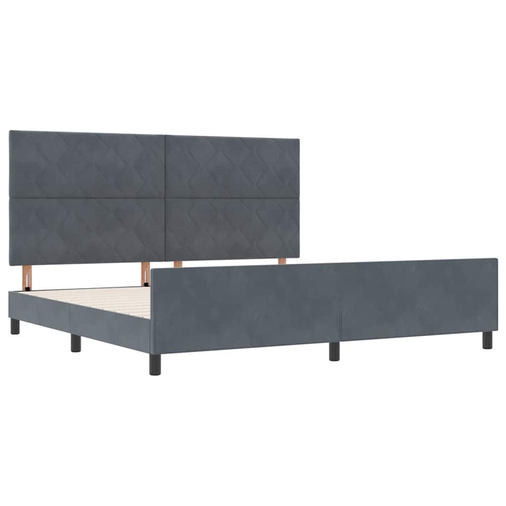 Box spring seng med hovedgærde Mørkegrå 200 x 200 cm Fløjl