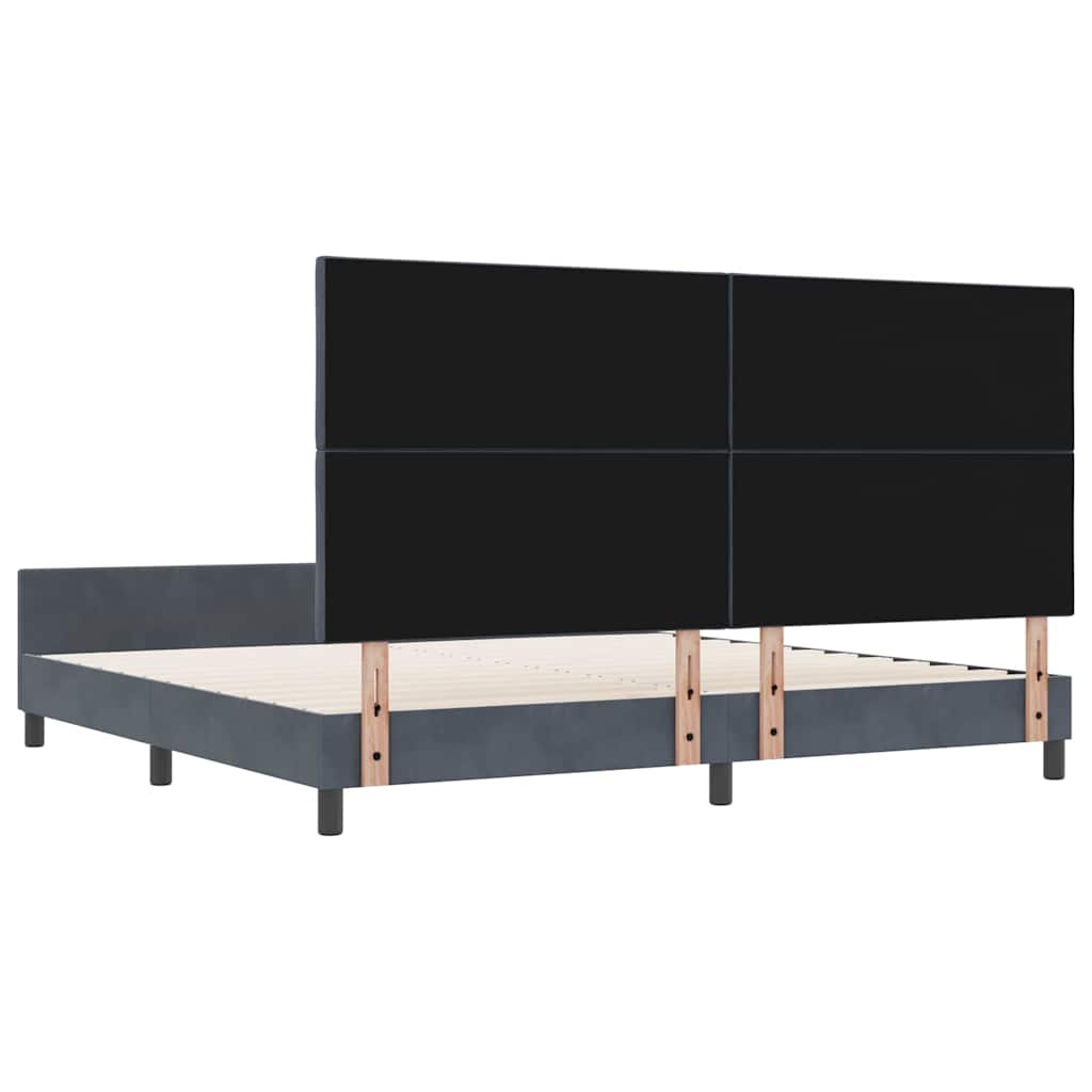 Box spring seng med hovedgærde Mørkegrå 200 x 200 cm Fløjl