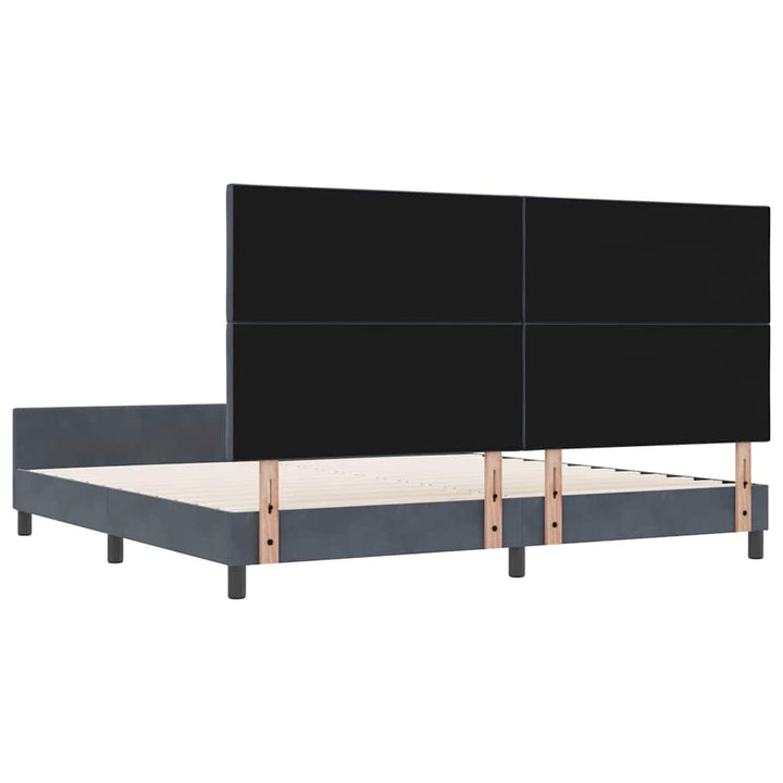 Box spring seng med hovedgærde Mørkegrå 200 x 200 cm Fløjl