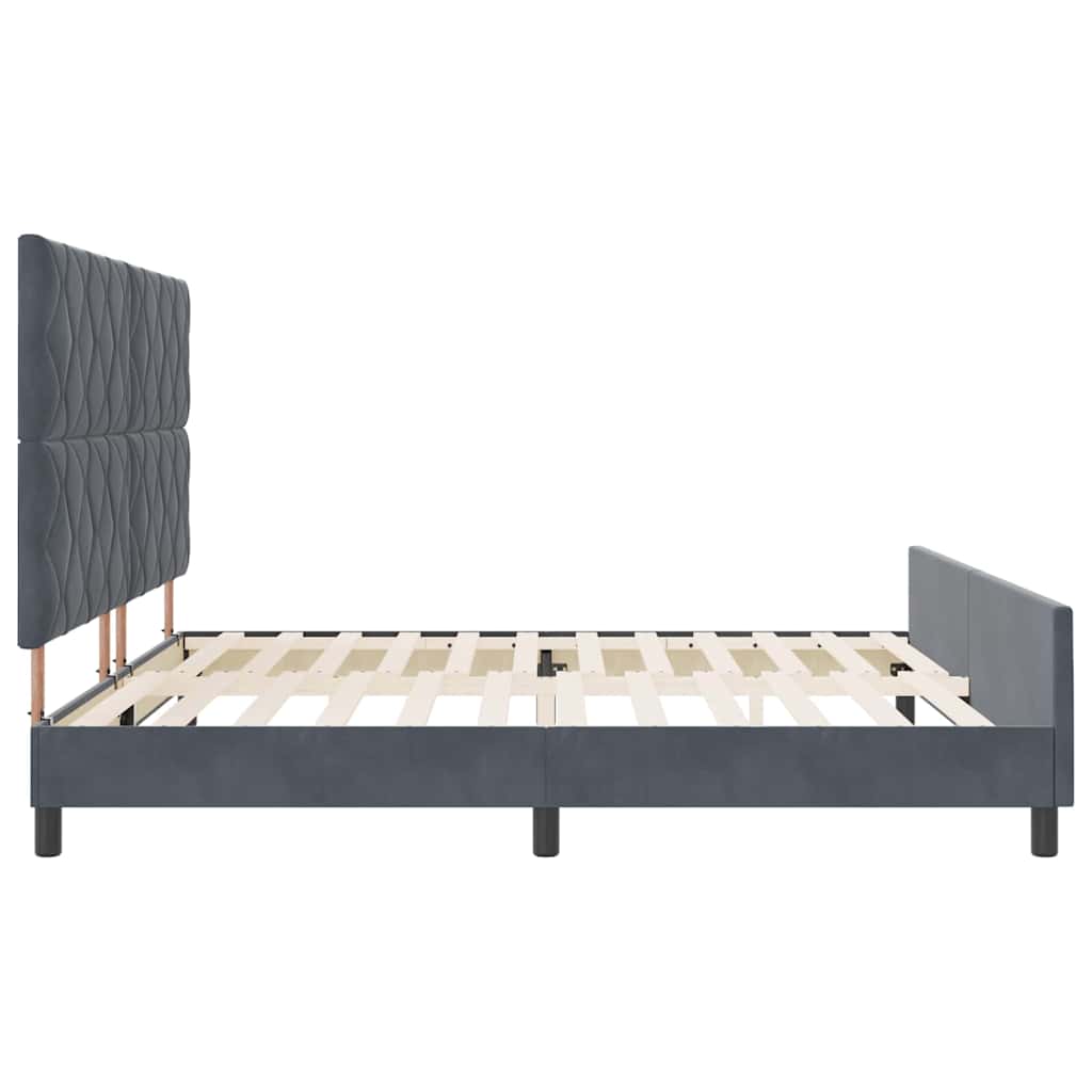 Box spring seng med hovedgærde Mørkegrå 200 x 200 cm Fløjl