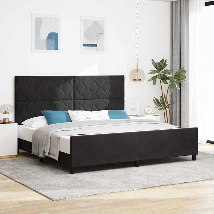 Box spring seng med hovedgærde Sort 200 x 200 cm Fløjl