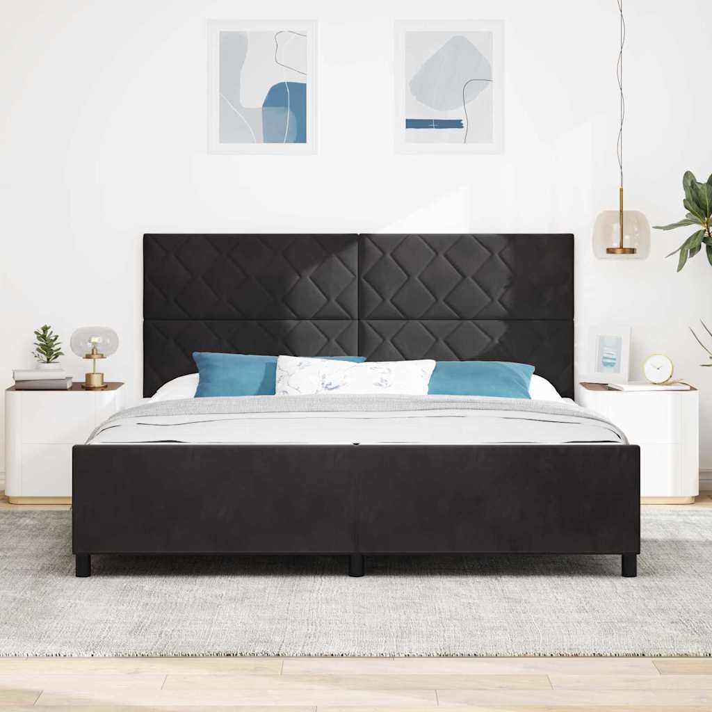 Box spring seng med hovedgærde Sort 200 x 200 cm Fløjl