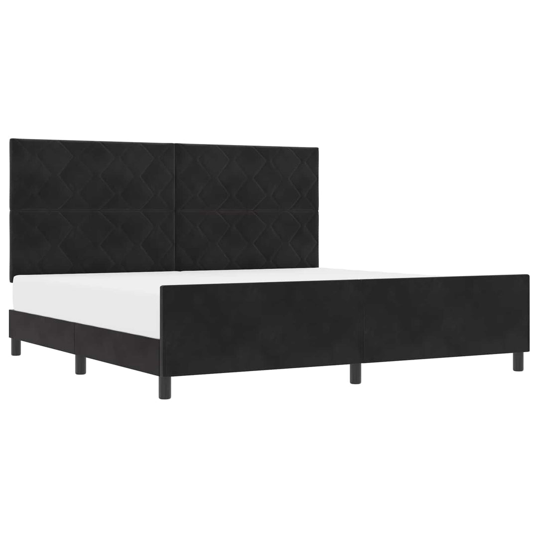 Box spring seng med hovedgærde Sort 200 x 200 cm Fløjl