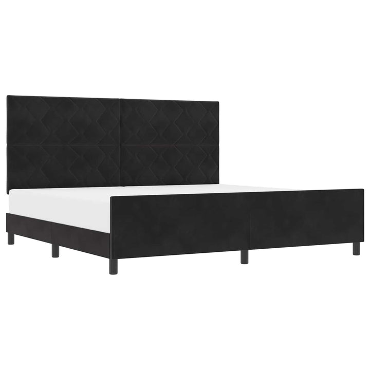 Box spring seng med hovedgærde Sort 200 x 200 cm Fløjl