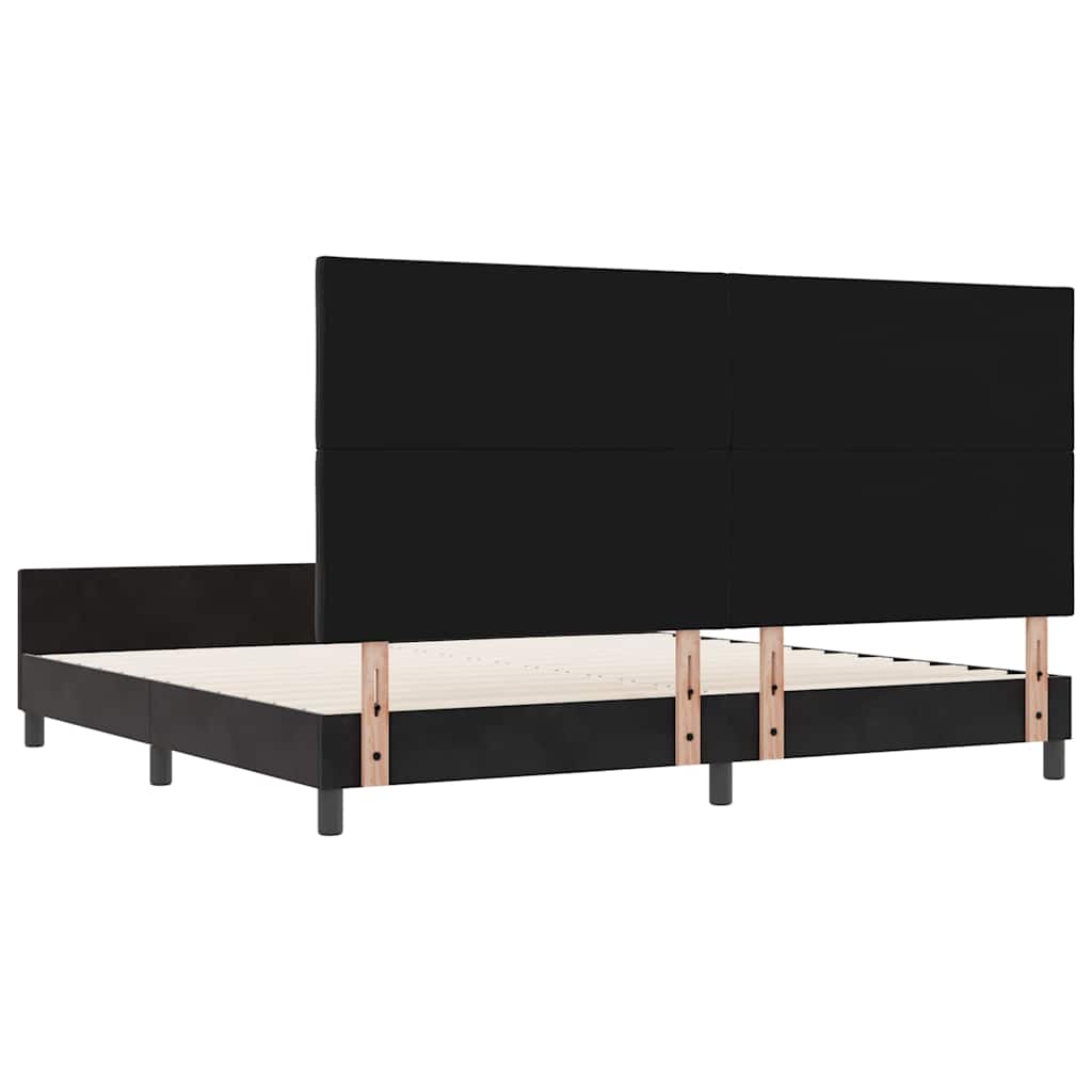 Box spring seng med hovedgærde Sort 200 x 200 cm Fløjl