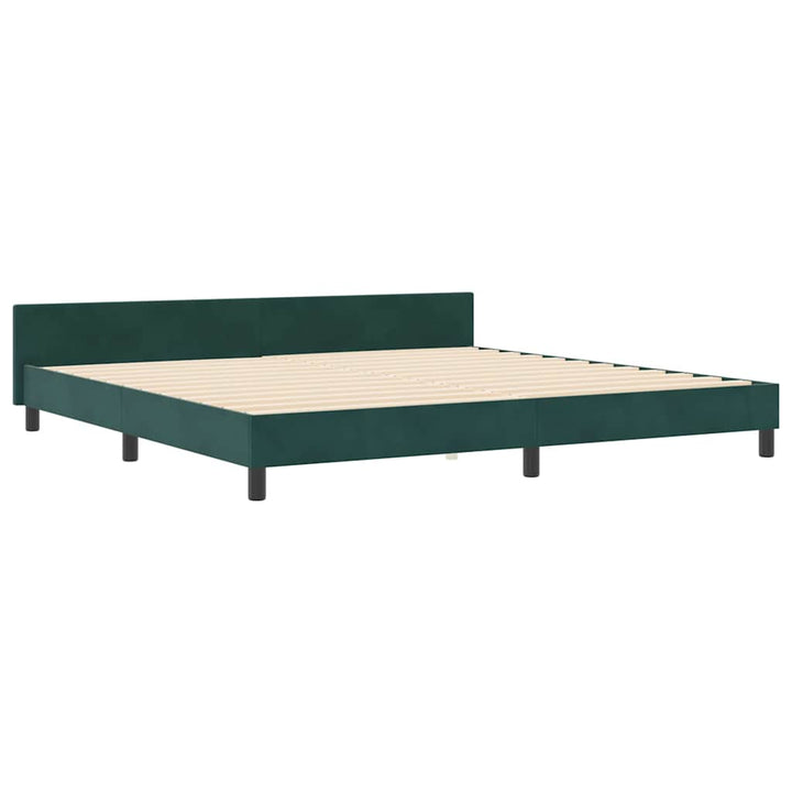 Box spring seng med hovedgærde Mørkegrøn 200 x 200 cm Fløjl