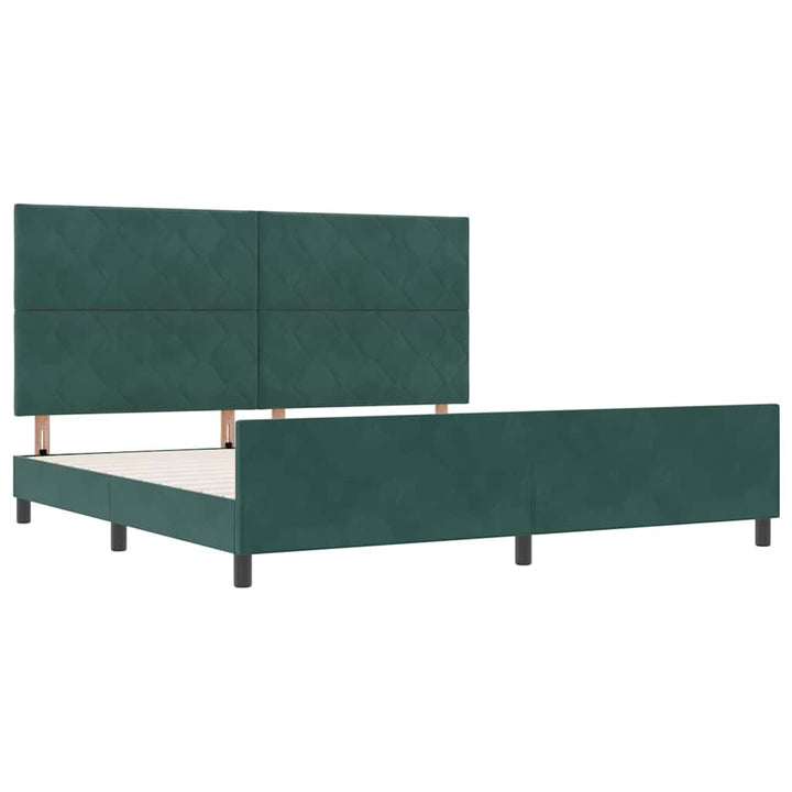 Box spring seng med hovedgærde Mørkegrøn 200 x 200 cm Fløjl