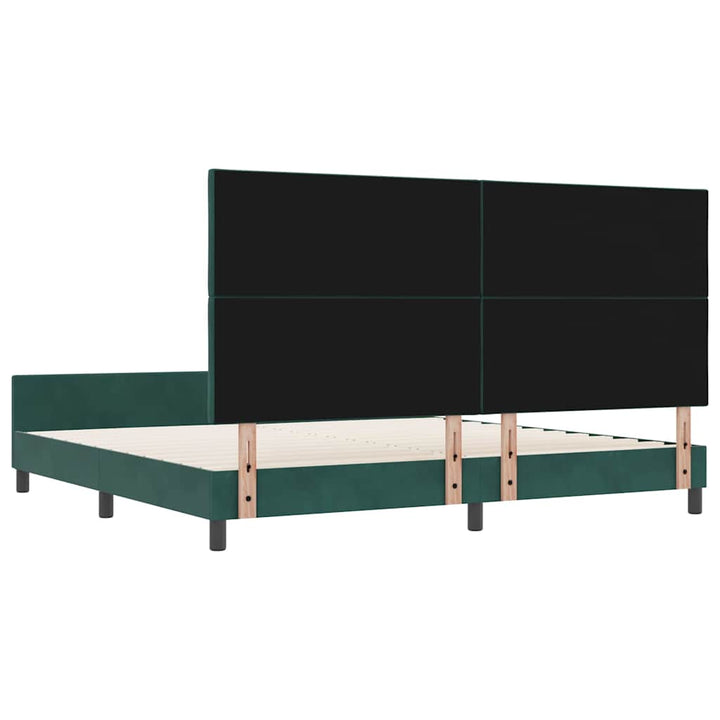 Box spring seng med hovedgærde Mørkegrøn 200 x 200 cm Fløjl