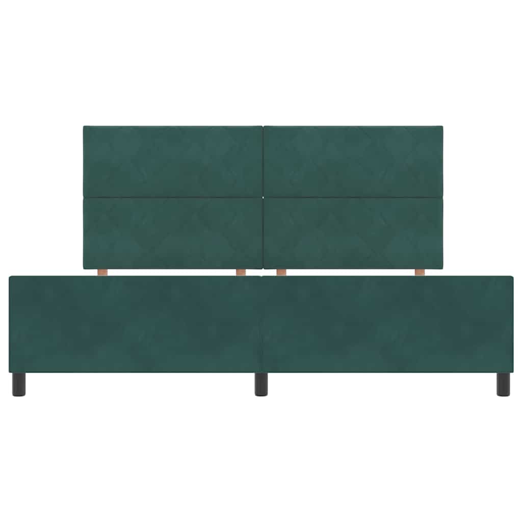 Box spring seng med hovedgærde Mørkegrøn 200 x 200 cm Fløjl