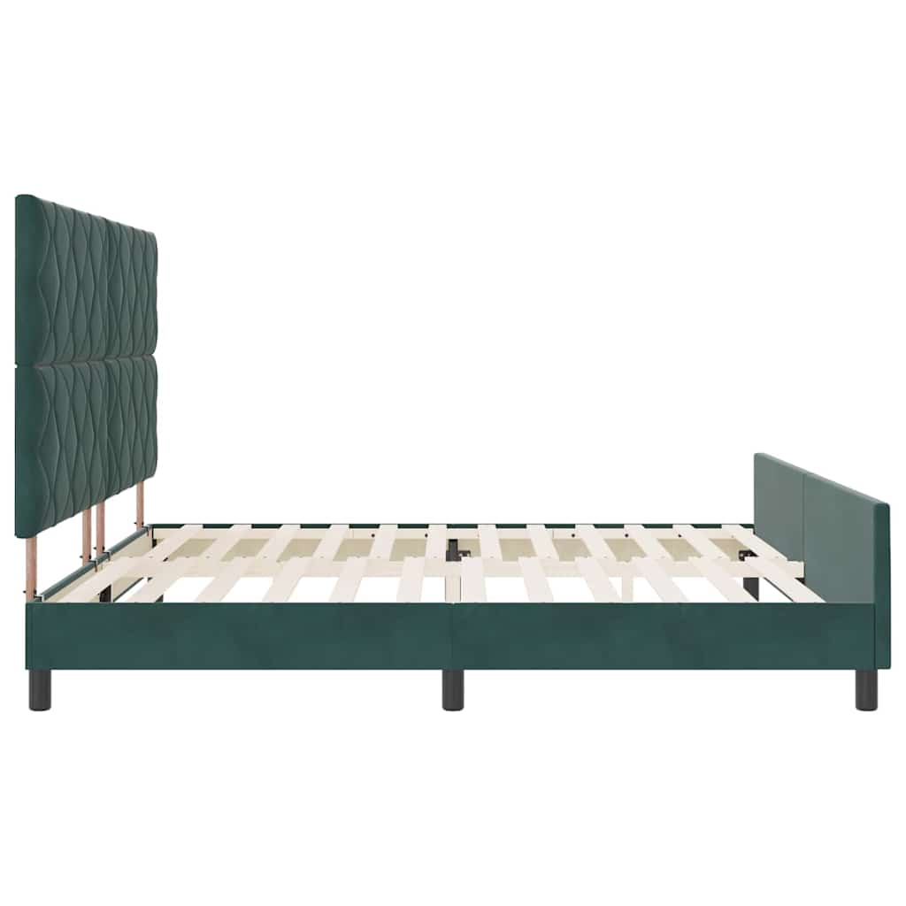 Box spring seng med hovedgærde Mørkegrøn 200 x 200 cm Fløjl