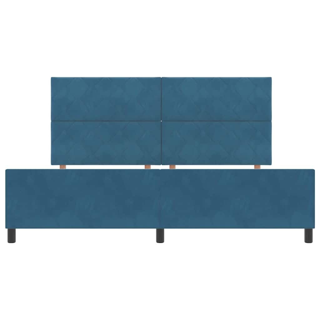 Box spring seng med hovedgærde Mørk blå 200 x 200 cm Fløjl