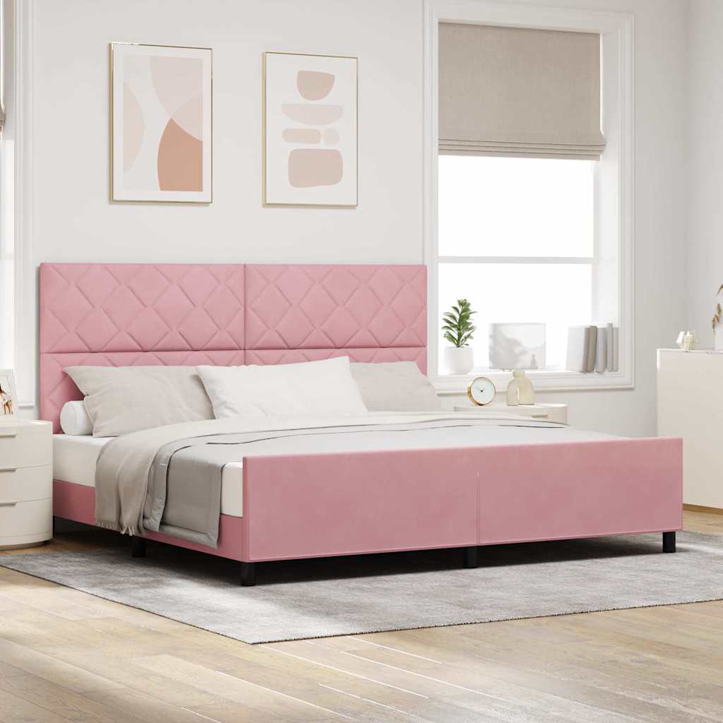 Box spring seng med hovedgærde Lyserød 200 x 200 cm Fløjl