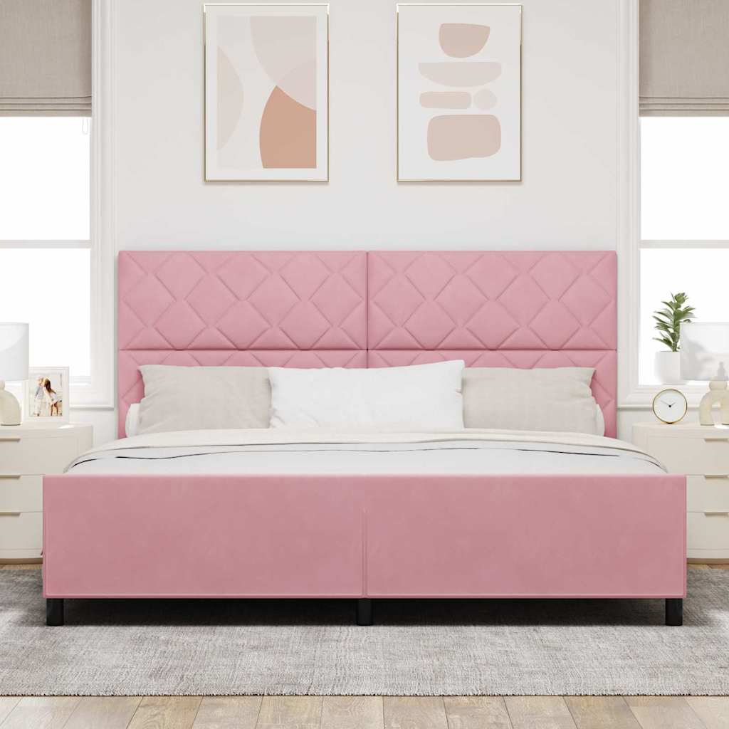 Box spring seng med hovedgærde Lyserød 200 x 200 cm Fløjl